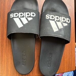 Adidas Black and White Slide Sandals